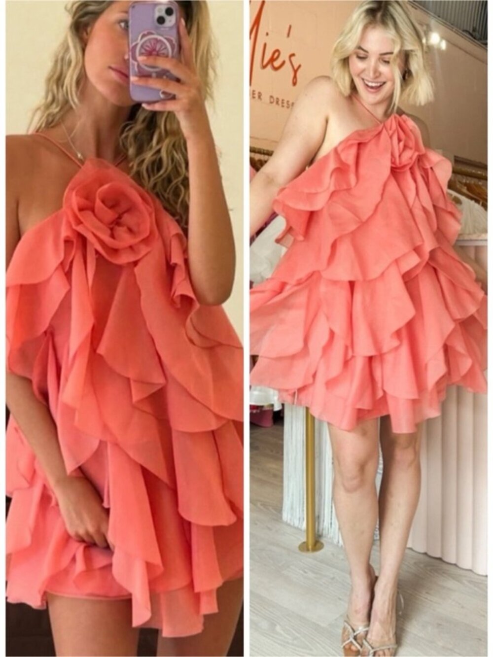 AJE PANDOREA LAYERED MINI DRESS WASHED CORAL SZ AU 14, US 10